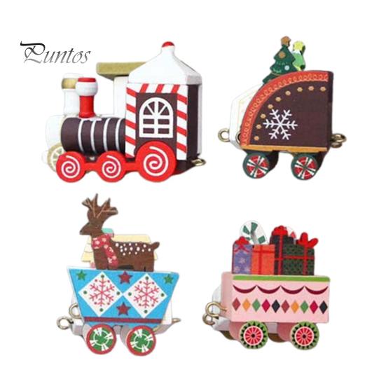 

Рождественский деревянный набор для декора поезда DIY Мини-рождественский домик на елке Фигурки оленей Набор поездов 4-секционный игрушечный поезд для украшения дома красный