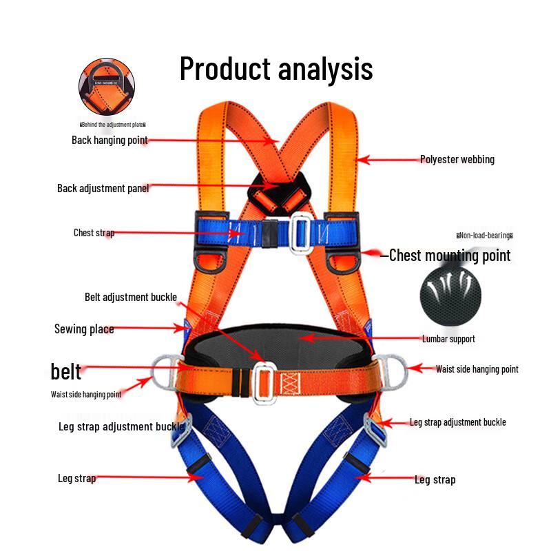 Full Body Safety Harness with Shock-Absorbing Double Lanyards