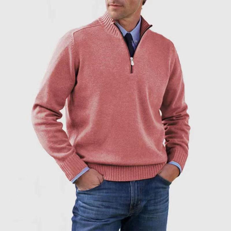 Autumn/Winter Men'S Plus-Size Knit Top, Zip-Up Knit Shirt, Warm Base Layer, Sweater For Men