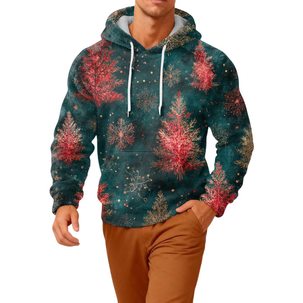 Men's Long-Sleeve Casual Flannel Hooded Sweatshirt