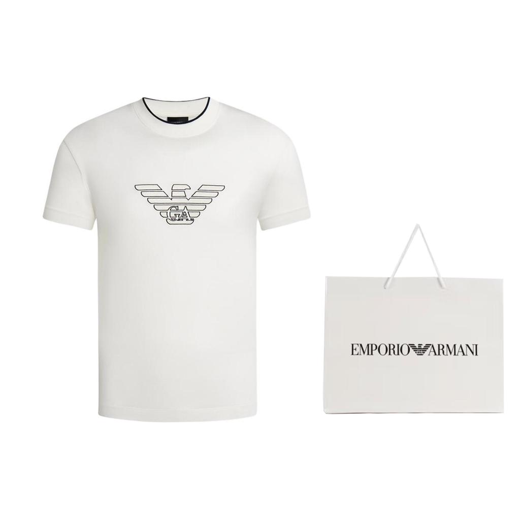 EMPORIO ARMANI Logo Embroidered Crewneck T Shirt 3D1TD4-1JUVZ-01A8