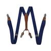 Unisex 2.5cm Elastic Leather Suspenders with 4 Clips