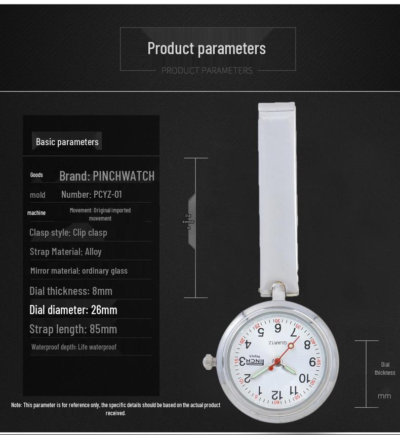 Engraved Women's Nurse Pendant Brooch Watch for Medical Use