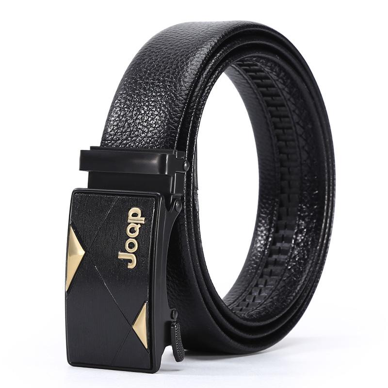Belt Men'S Casual Business Belt Automatic Buckle Cowhide Medium Green Belt