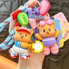 Cute Cartoon Butter Bear Keychain Sporty Backpack Charm Bag Pendant Lightweight PVC Alloy Decors For Bags Gifts