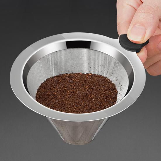 Filtro Per Caffè A Cono In Acciaio Inox, Portafiltro Riutilizzabile Per Macchina Da Caffè