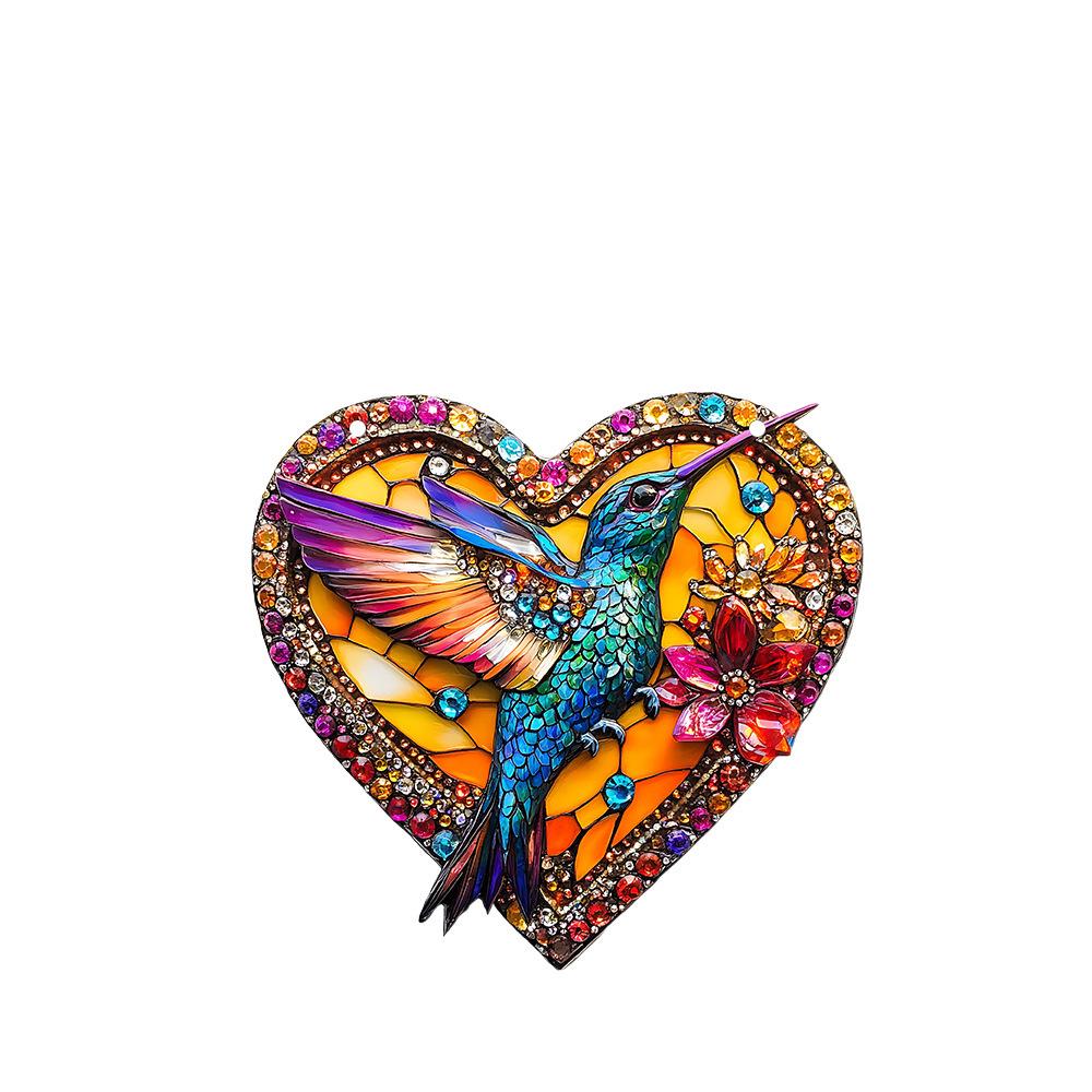 Hummingbird Hanging Acrylic Wind Chime Bird Pendant Heart Shape Suncatcher For Outdoor Home Garden