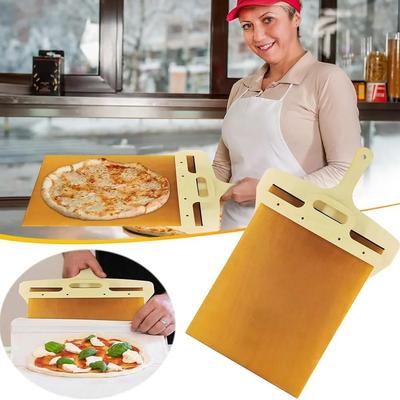 Posuvná škrabka na pizzu Přenosná Posuvná lopatka na pizzu Posuvná lopatka na pizzu Nepřilnavá špachtle s vysokoteplotním hadříkem
