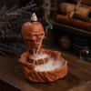 Quemador de Incienso Artesanal Quemador Esqueleto, Portaconos Cascada de Flujo Inverso, Soporte Decorativo Calavera Gótica para Hogar Varilla Decoración Halloween, Meditación