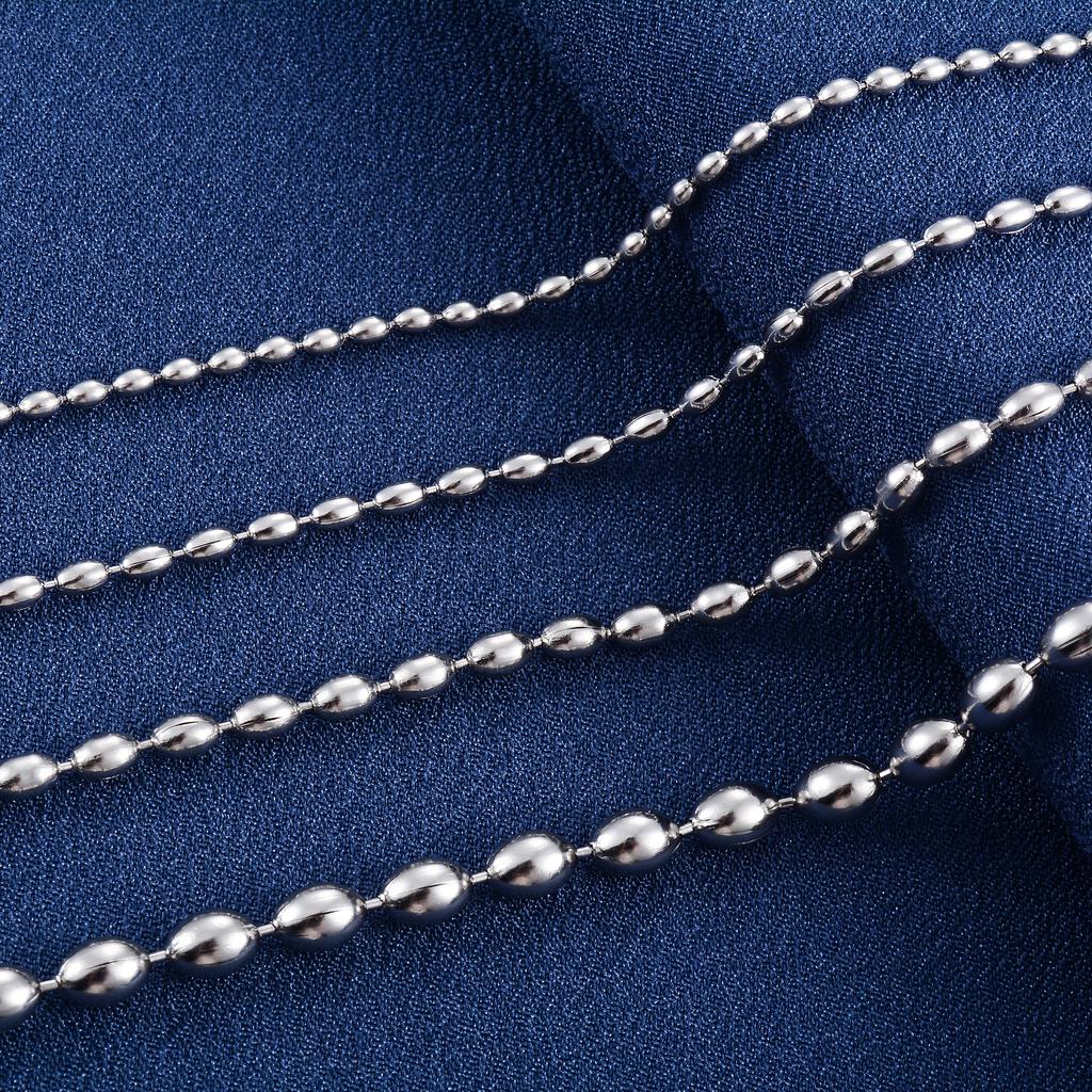 Classic Stainless Steel Oval Beads Link Chain Long Ball Necklace for Women Men Neck Choker Copper Color Metal Jewelry Accessory