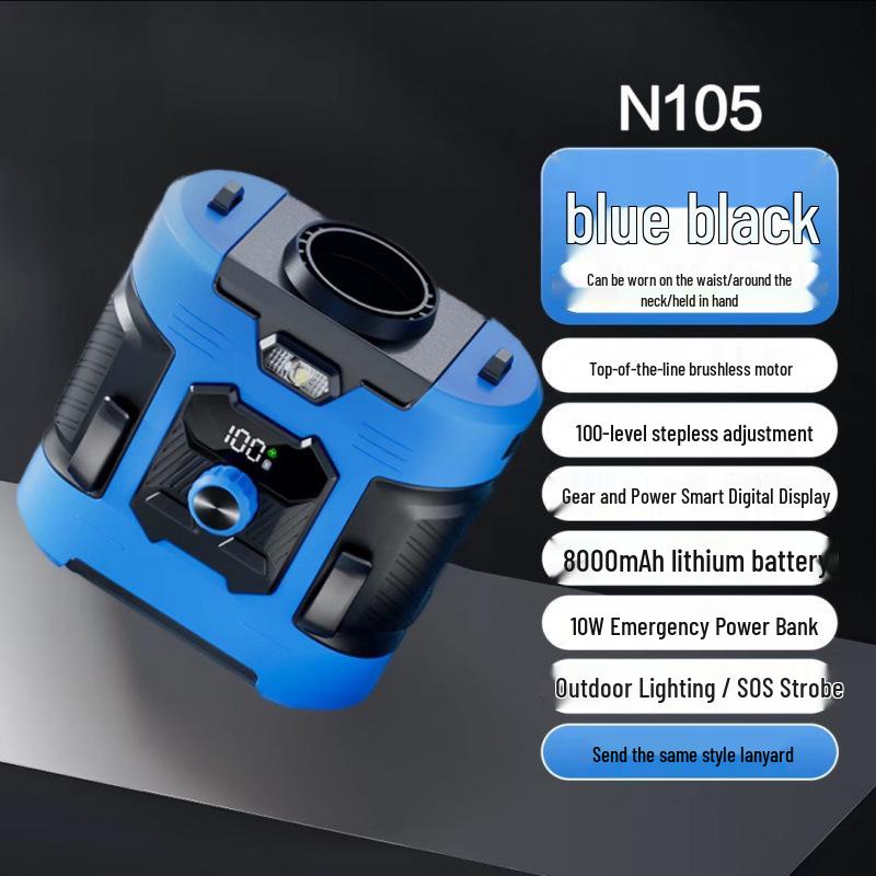Portable Rechargeable Waist & Neck-Hanging Fan - Strong Wind, Outdoor Cooling Clip-on