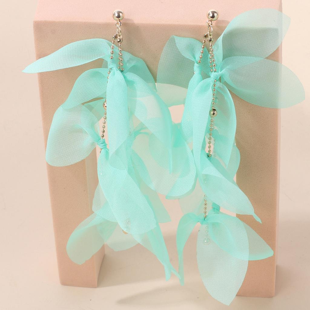Less Heart Temperament Fringed Fabric Earrings, Handmade Niche Long Fairy Earrings