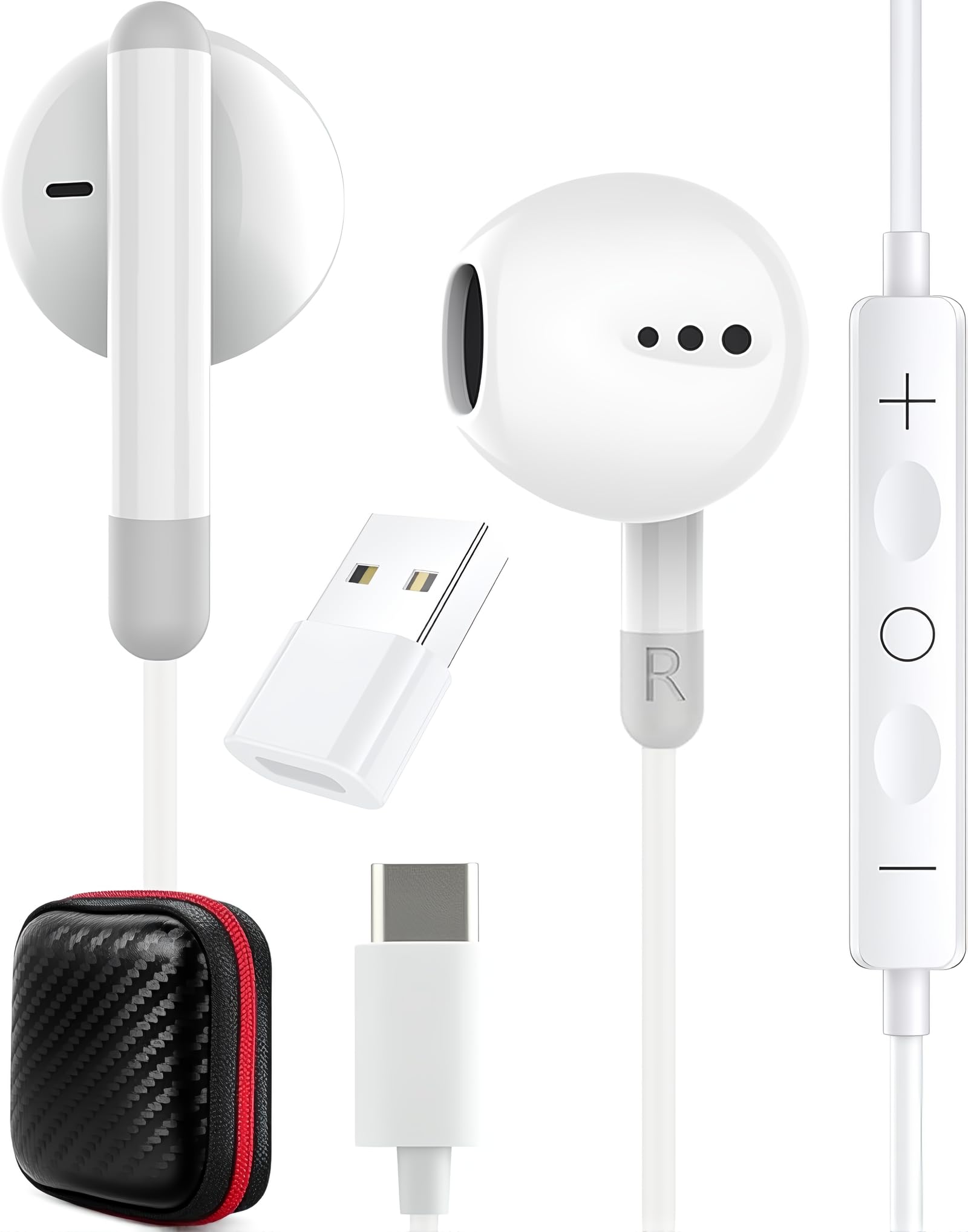 

[2025 Новое издание Совместимо с iPhone 1516] Проводные USB-наушники Type-C с микрофоном, Качество звука Hi-Fi, Микрофон высокой четкости, Сверхчеткие звонки, Шум