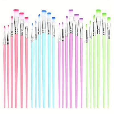 6pcs Watercolor Paint Brush Pen Set Nylon Hair Plastic Handle for DIY Oil Acrylic Painting - Art Supplies for Christmas, Halloween, Thanksgiving