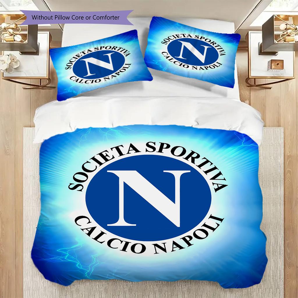 SSC Neapol Vzor Povlečení Sada Prošívaných Dek Quilt Cover Povlak na Polštář Domácí Dekorace Dárek k Narozeninám (1 * povlak na peřinu + 2 * povlak na polštář, bez jádra)