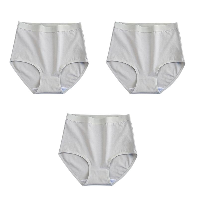 YUOOLAR 3 Adet/Grup M-XXXL Büyük Beden Pamuklu Kadın Külot Nefes Alabilen Yüksek Bel Külot Rahat Düz Renk İç Çamaşırı Yumuşak Külot