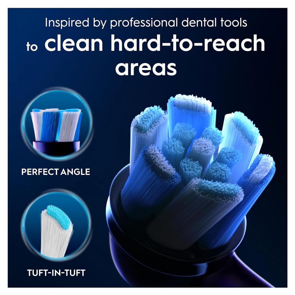 Oral-B iO Ultimate Clean Electric Toothbrush Head, Twisted & Angled Bristles for Deeper Plaque Removal, Pack of 2, Black