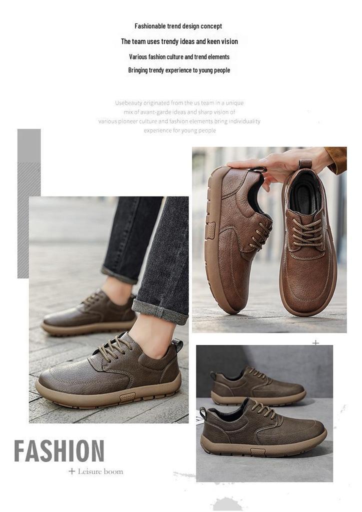Men's Wide Head Leather Slip-on Retro Casual Shoes