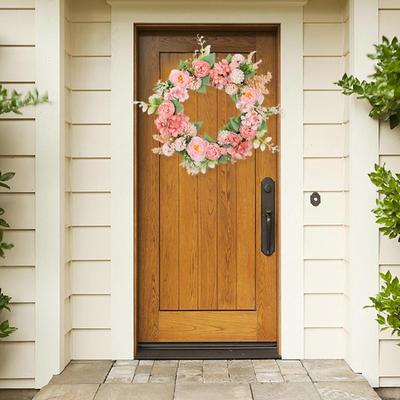 Front Spring Door Wreath Led Light Vibrant Multi-Colored Festive Decoration Indoor Outdoor Flower Wreath Decor For Home Holiday Wedding Party