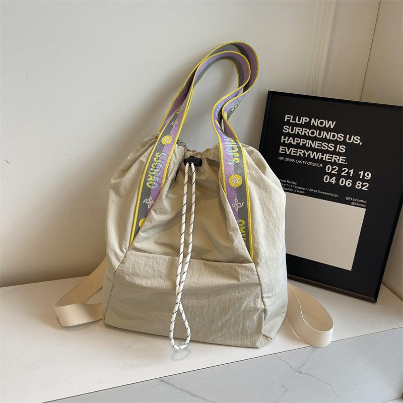 Schoolbag Design Sense Large Capacity Backpack Drawstring Cloth Bag Multifunctional Tote Bag Light Commuter Class Light Shoulder Bag