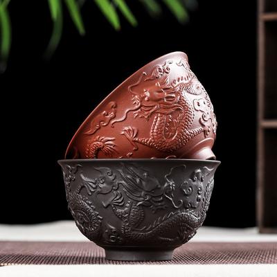 230ml Zisha Bowl Ručně vyráběná čajová sada Čajová miska v čínském stylu Dračí vzor Keramická hliněná konvice Dárek k narozeninám Dekorace