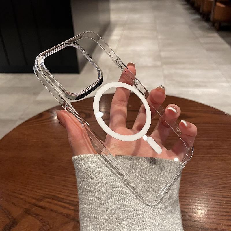 Magnetic Transparent Acrylic Phone Case for iPhone 17/16 Pro Max/15/14/13, Non-Yellowing