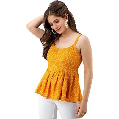 Women Designer Casual Sleeveless Printed Top Kurta Party Wear Top Tunic Ethnic SC-2126