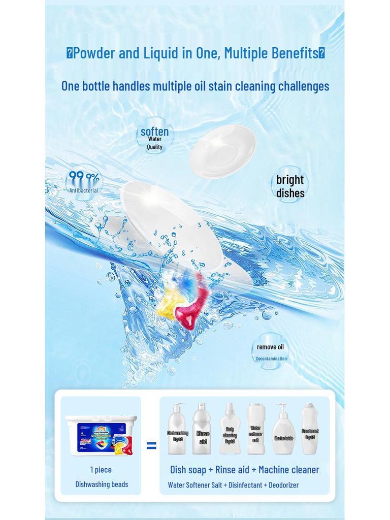 Dishwasher Pods for Sterilization, Oil Removal & Brightening (20 Pcs/box)