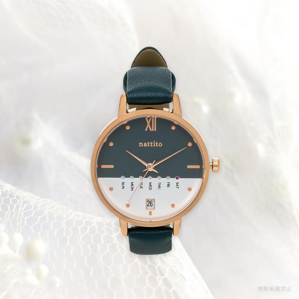 Fieldwork Analog Watch with Leather Day of the and Date Dario Women's Strap, Calendar, Week, Display, Green, GY079-3