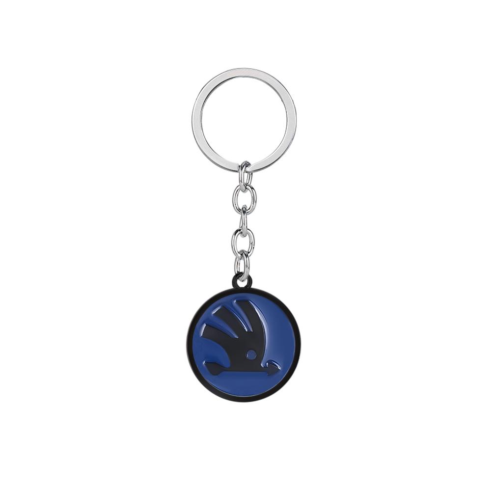WOHE7 Car Logo Keychain Key Ring Chain Pendant Gifts For Skoda Octavia Kodiaq Fabia Karoq Superb Rapid Felicia RS Hubcap Accessories
