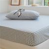 Solid Color Plaid Washed Cotton Fitted Sheet Bed Mattress Cover Soft Breathable Bedclothes Bed Cover No Pillowcase