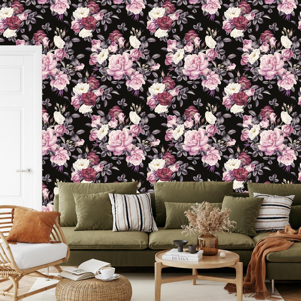 Wallpaper Roses In Colors for the Living Room and Bedroom 50x1000