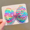 5PCS Double Sequin Bow Sequin Hair Clips Long Gradient Color Princess Hairpin  Children Headwear