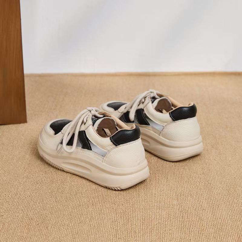 

The first layer of cowhide retro sandals women s summer new hollow thick-soled color matching sandals lightweight sports sandals 40 чорний