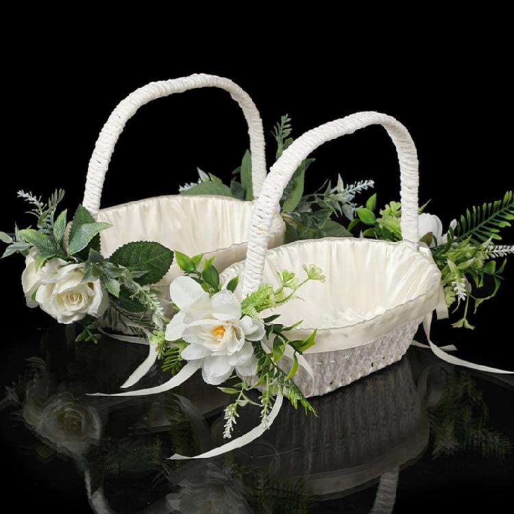Hochzeitsblumenkörbe Praktische Rattankörbe Handgeflochtene Körbe mit Griff