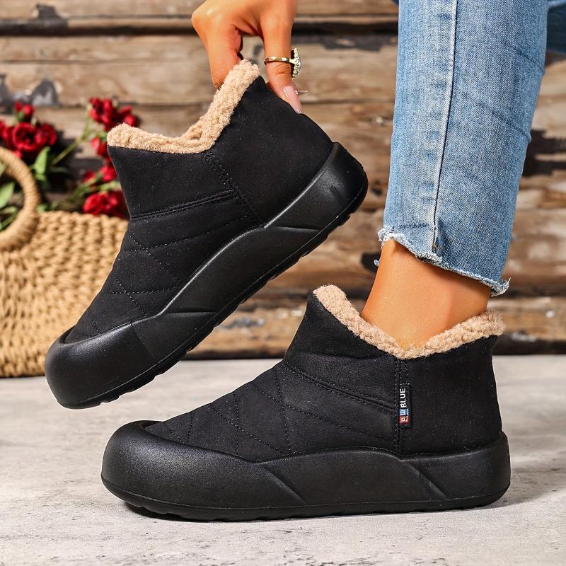 Botas de Invierno de Felpa para Mujer de Piel Sintética Suaves Cálidas y Ligeras Color Beige Amigable con Diseño de Caña Baja