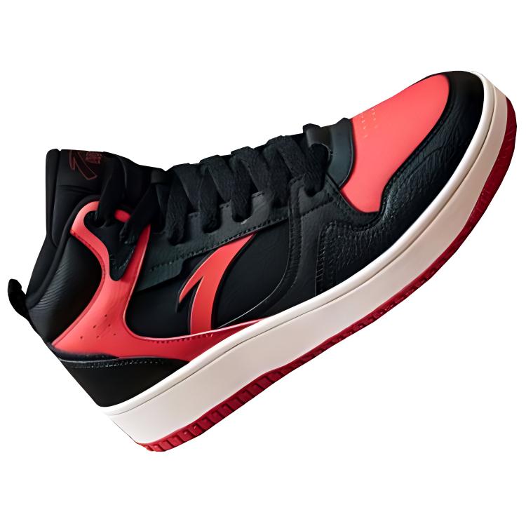 New Anta Life Collection Anti Slip Wear Resistant High Top Skateboard Shoes Men's Black Red 912348082-5