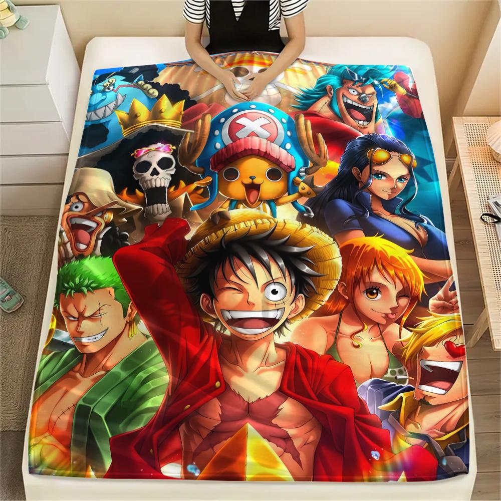 1Pc Luffy Print Flannel Blanket, High quality Comfortable for All Seasons, Home Decor, Warmth and Comfort, Perfect for Gifts