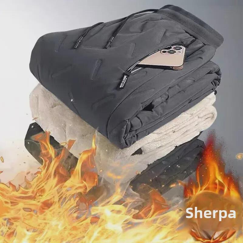 Men's Velvet-Lined Cotton Trousers: Warm, Loose-Fit Winter Pants for Teenagers - Sporty and Casual Wear