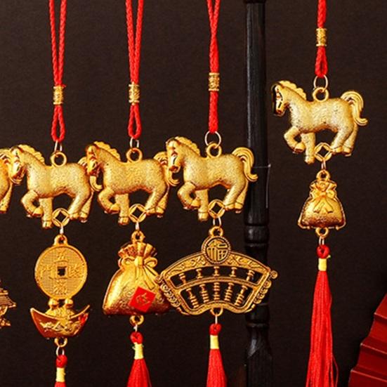 Chinese New Year Decorations 2026 Year of Horse Lucky Feng Shui Charm Zodiac Horse Hanging Tassel Pendant for Fortune Wealth Success Home Car Bonsai