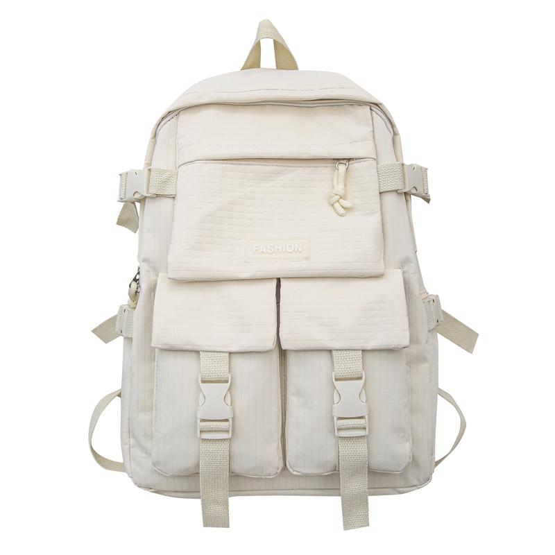 Solid Color Schoolbag Women's Large Capacity Travel Backpack Student Backpack