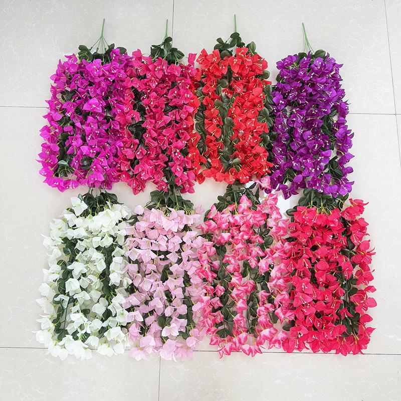 Artificial Bougainvillea Wall Hanging Flower Faux Silk Flower Bougainvillea Vine for Wedding Celling Home Hotel Floral Decor