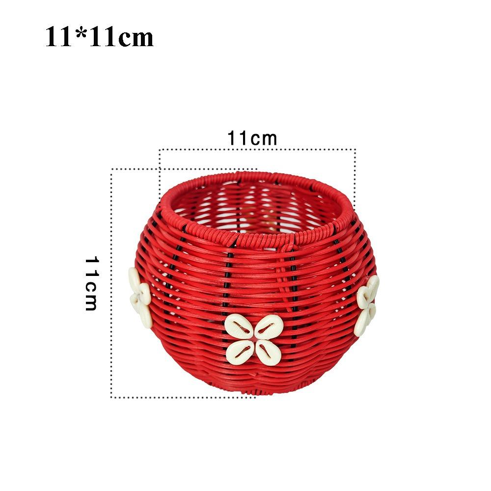 with Handle Imitation Rattan Storage Baskets Handwoven 6 Styles Handhold Weaving Basket Household Vegetable Fruit Flowers Basket