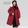 SNOWFLYING Women's Long Hooded Duck Down Jacket with Faux Fur Collar
