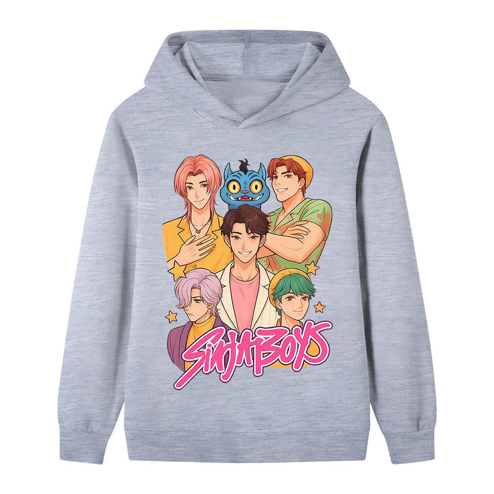 B1219 Kids Boys Girls Sajaboys Kpop Rumi Zoey Mira Print Long Sleeves Hoodie