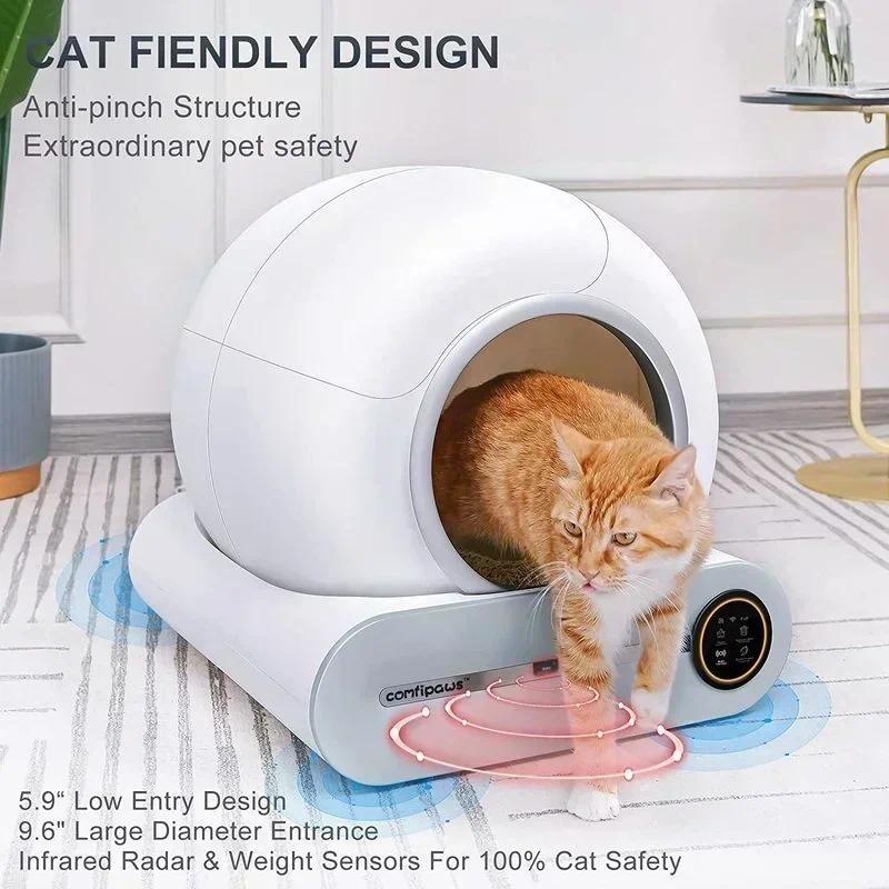 65L Large Capacity Self Cleaning Fully Enclosed Cat Litter Box Pet Toilet Litter Tray Automatic Smart Cat Litter Box