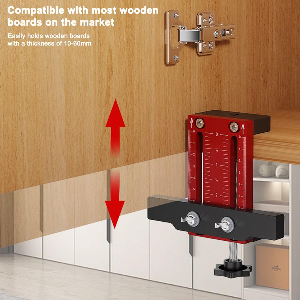 Cabinet Door Positioning Device Aluminum Alloy Clamp for Precise Installation with Adjustable Height for Boards 10 To 60 Mm