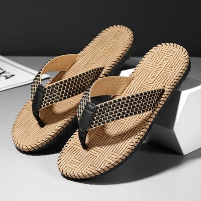 Mode Günstige Sommer Leinen Hausschuhe Herren Indoor Hausschuhe Leichtgewicht Weben Zehensandalen Herren Schlafzimmerschuhe Geräuschlose Lässige Zehensandalen Mann