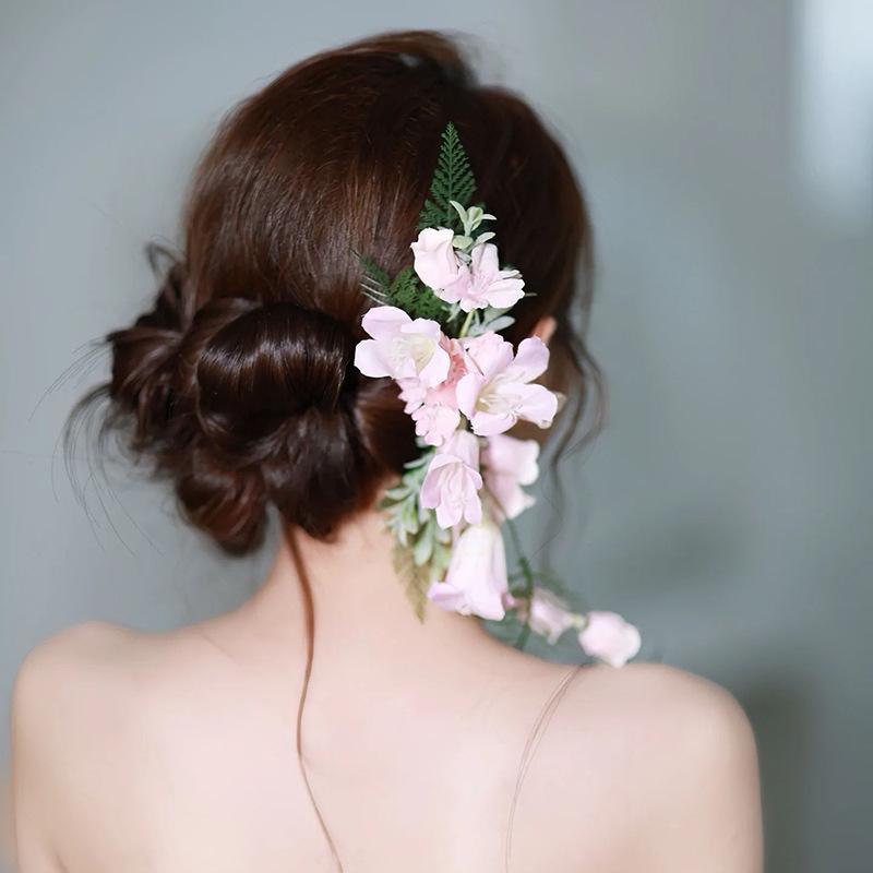 Mori Style Pink Floral Bridal Headpiece for Wedding and Photo Shoots