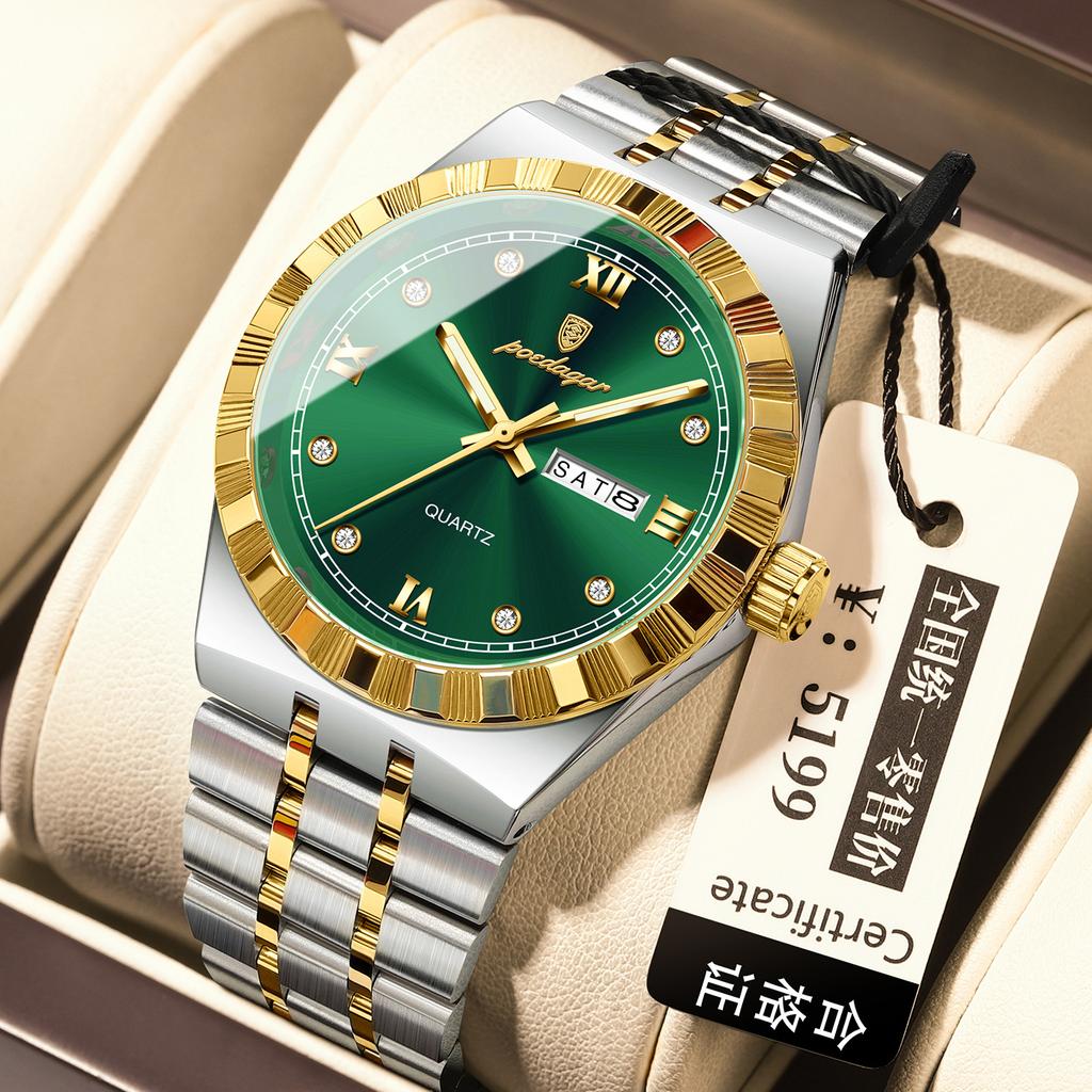 Men'S Watch Double Calendar Slim Quartz Watch